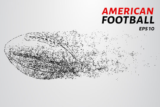 American football made up of particles. American football ball.