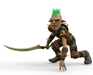 elf warrior defender in a white background