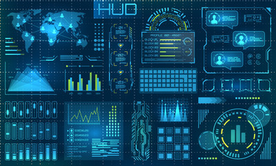 Futuristic HUD Design Elements. Infographic or Technology Interface for Information Visualization