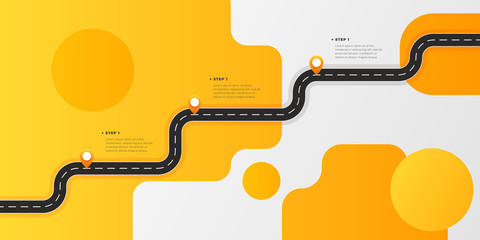 Infographic template winding asphalt road with pin-pointers. Vector EPS 10 © Igor