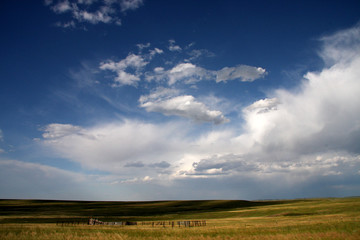 Prairie Fence with Clouds