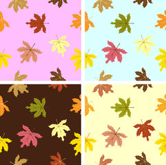 Seamless background with multicolor autumn leaves. Vector illustration.