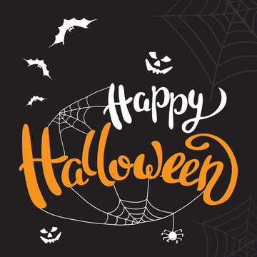 Happy Halloween template for banner or poster. Vector illustration