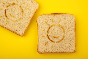 Bread Toast sun face Yellow background 