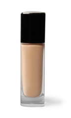 Bottle of skin foundation and space for text on light background