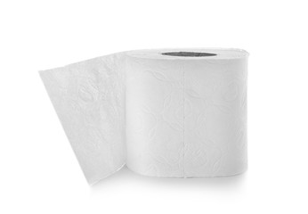 Roll of toilet paper on white background. Personal hygiene