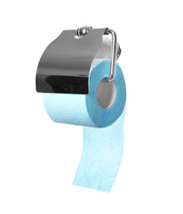 Toilet paper holder with roll on white background