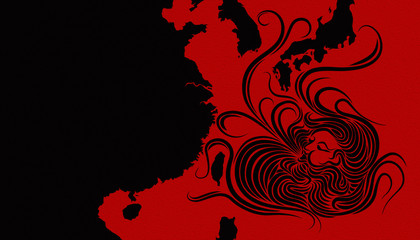 Illustration idea for typhoon heading towards Taiwan, Japan, South Korea and China.