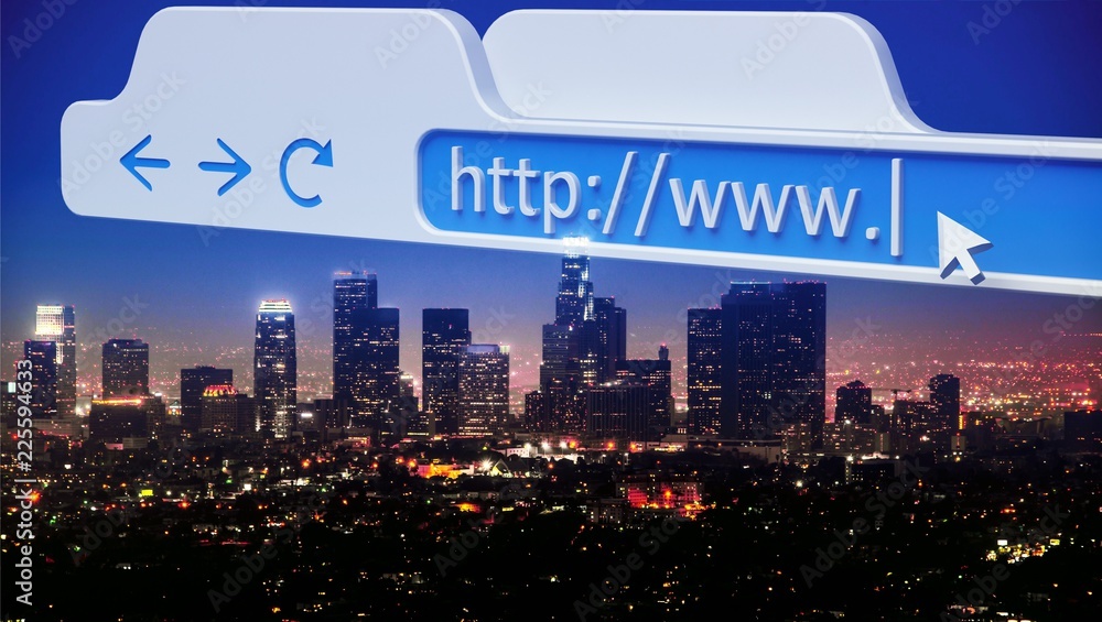 Poster closeup of browser bar with curser and http typed in