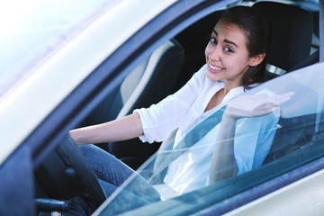the female driver looks guilty views and apologizes