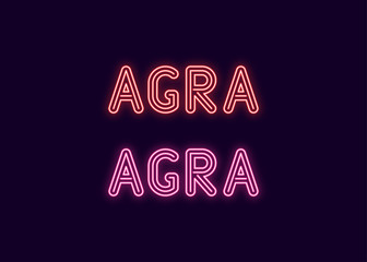 Neon name of Agra city in India