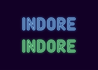 Neon name of Indore city in India