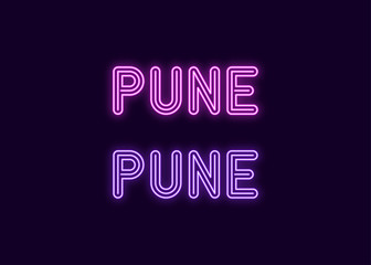 Neon name of Pune city in India