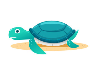 Sea Turtle Cartoon. Vector Illustration