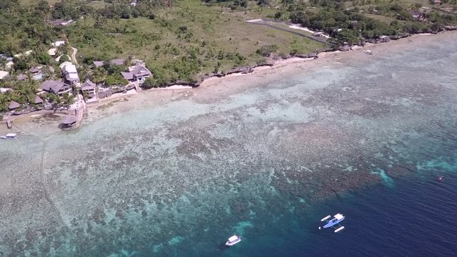 Drone footage over the coast of Moalboal in Cebu, Philippines