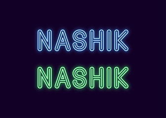 Neon name of Nashik city in India