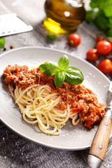 Tasty homemade spaghetti bolognese