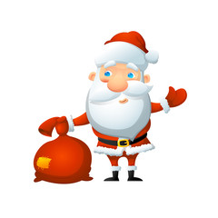 Cartoon cute Santa Claus, with a bag of gifts in his hand. stickers instagram story icons
