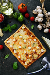 Homemade four cheese pizza