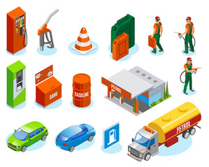 Isometric Gas Station Icons