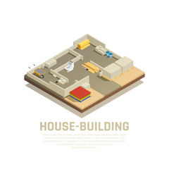 Isometric House Building Background