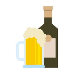 bottle and beer glass beverage design