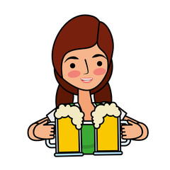 bavarian woman holding two beer glasses