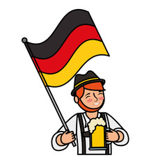 bavarian man holding beer and germany flag