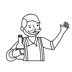 bavarian man holding bottle beer