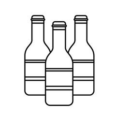 three bottles beer alcohol isolated design