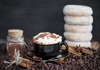 Coffee with cinnamon sugar and cream