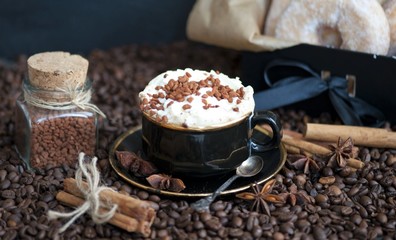 Coffee with cinnamon sugar and cream