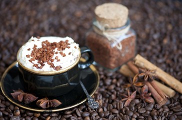Coffee with cinnamon sugar and cream