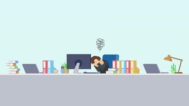 ビジネスマン オフィス 働く 悩む 感情 イラスト ループ