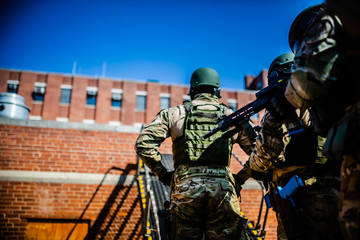 Fototapeta premium Tactical Team Training in an Abandoned Hospital 