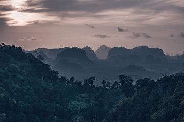 KRABI, THAILAND - 3 APRIL 2018: Beautiful view from the viewpoint of Wat Tham Seua (Tiger Cave).