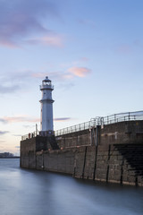 Newhaven Lighthouse at sunset in Edinburgh