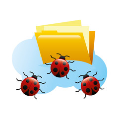 folder document with ladybugs and cloud computing