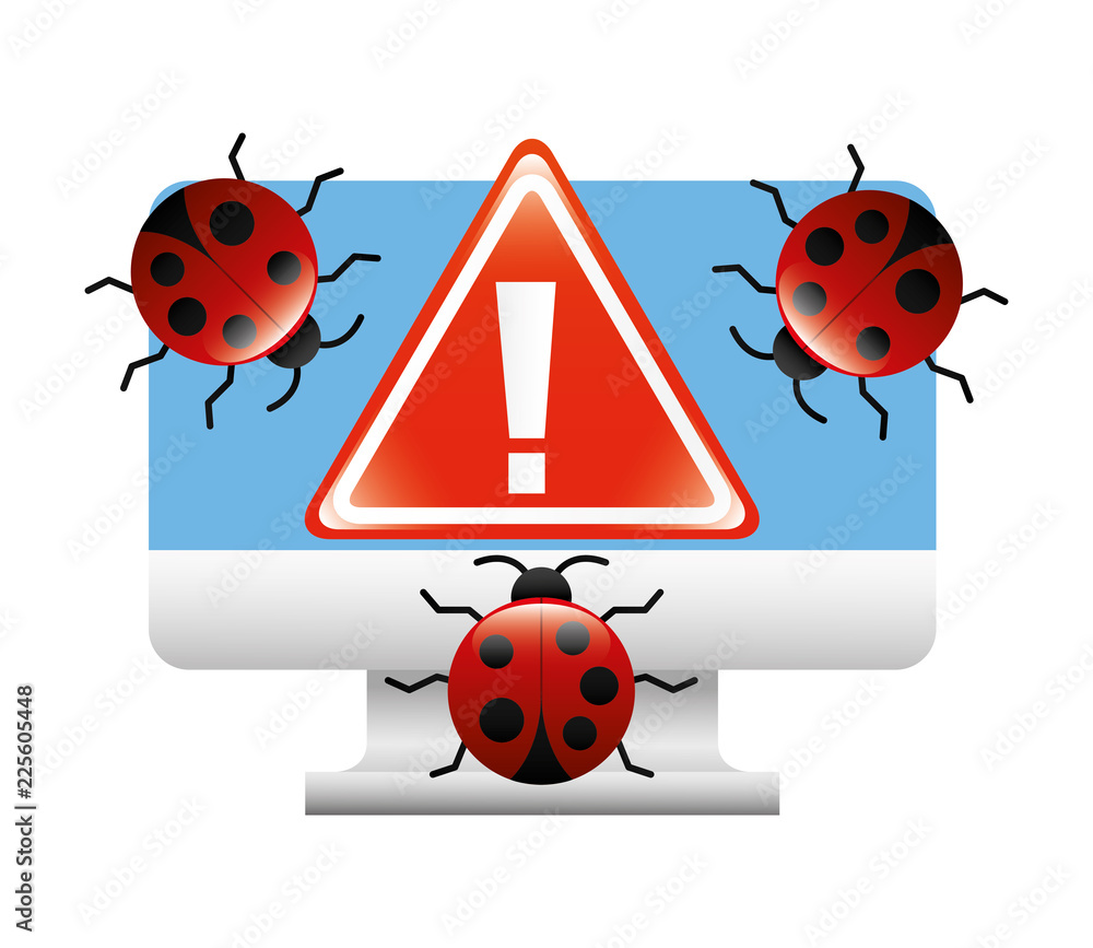 Poster cyber security with monitor computer and set icons