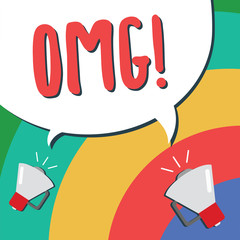 Text sign showing Omg. Conceptual photo Used to express shock Excitement Disbelief SMS shortcut Expression.