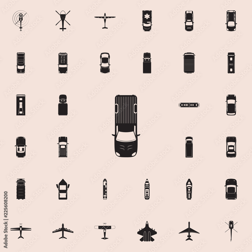 Poster pickup icon. transport view from above icons universal set for web and mobile