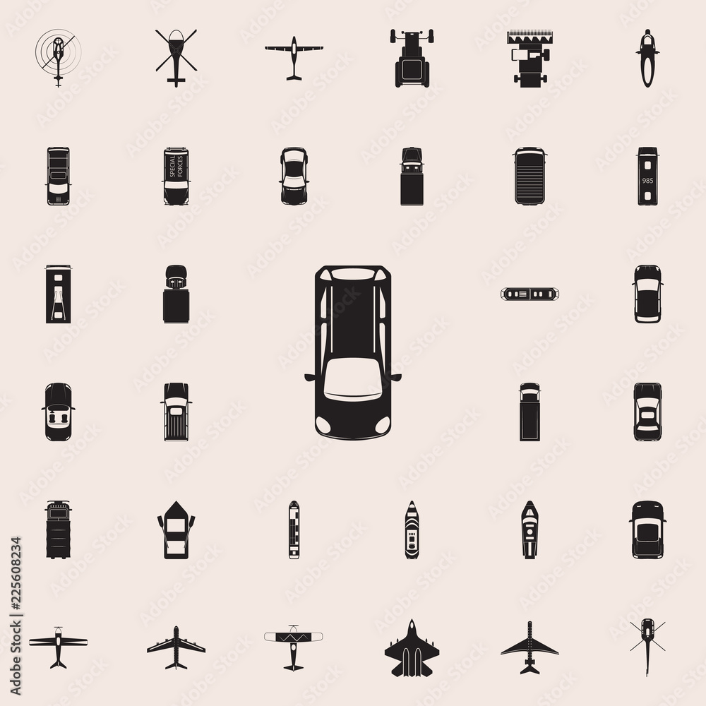 Poster hatchback icon. transport view from above icons universal set for web and mobile