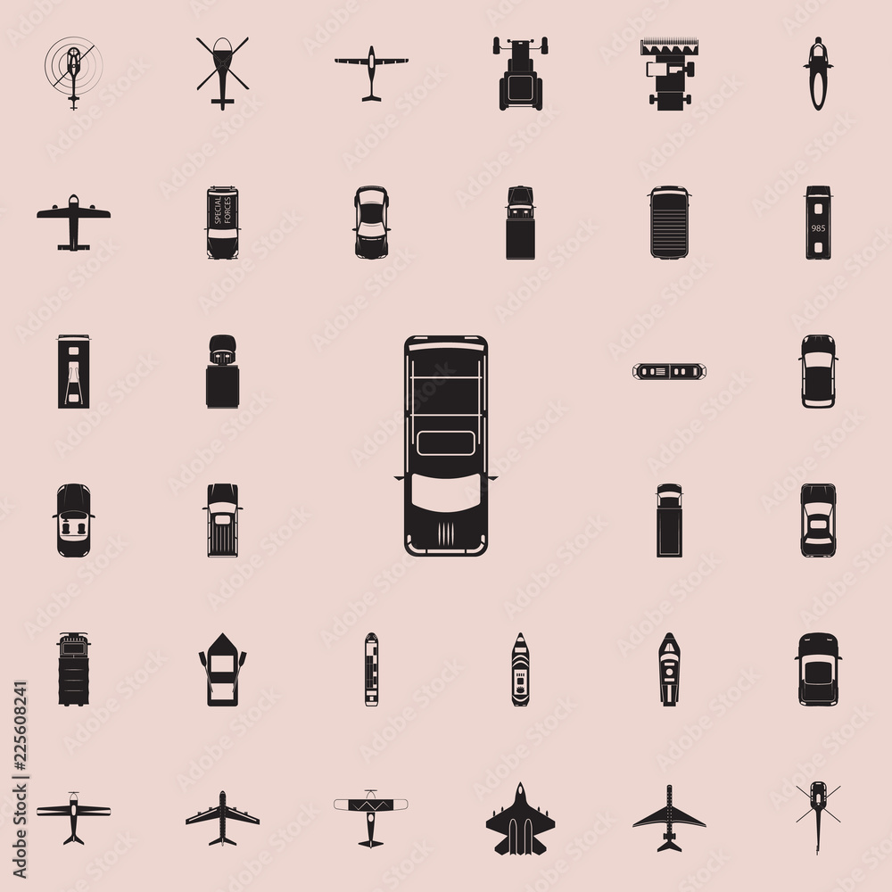 Poster hatchback icon. transport view from above icons universal set for web and mobile