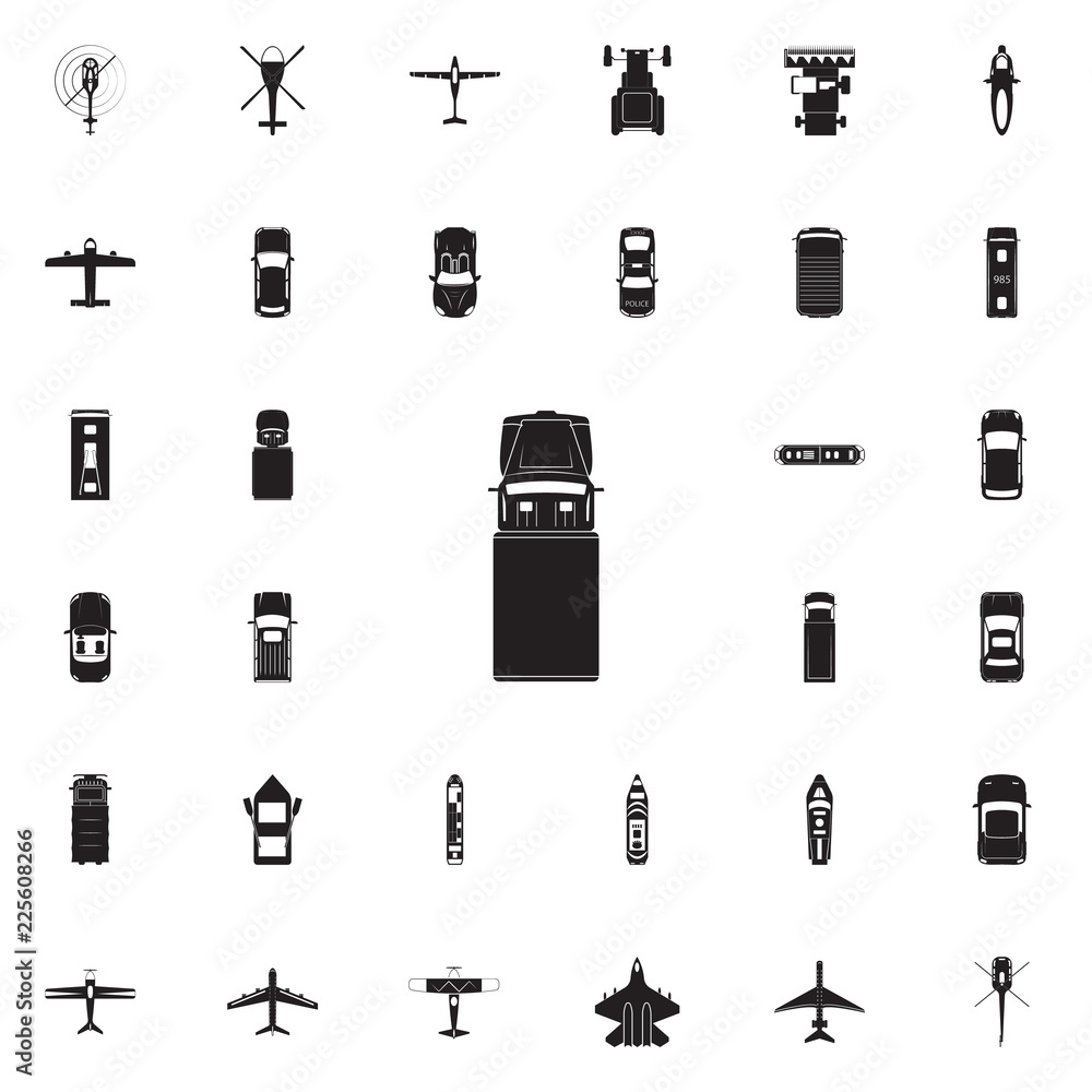 Poster truck icon. transport view from above icons universal set for web and mobile