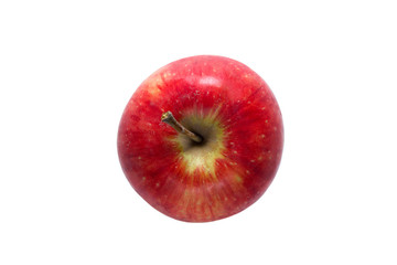 Red apple on a white background. View from above. Close-up