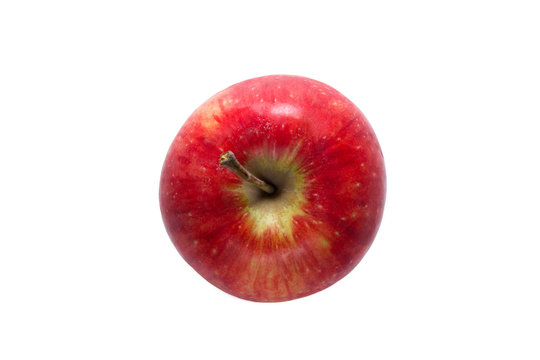 Red Apple On A White Background. View From Above. Close-up