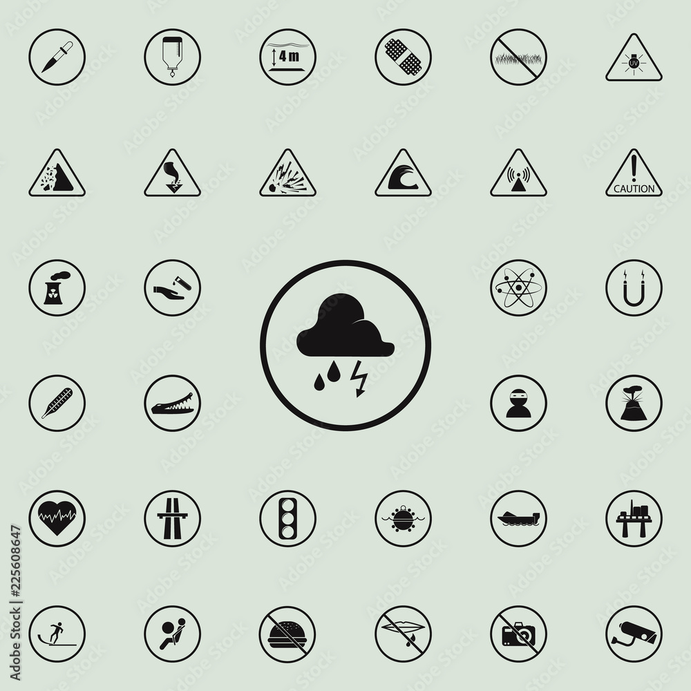 Poster sign dangerous thunderstorms icon. warning signs icons universal set for web and mobile