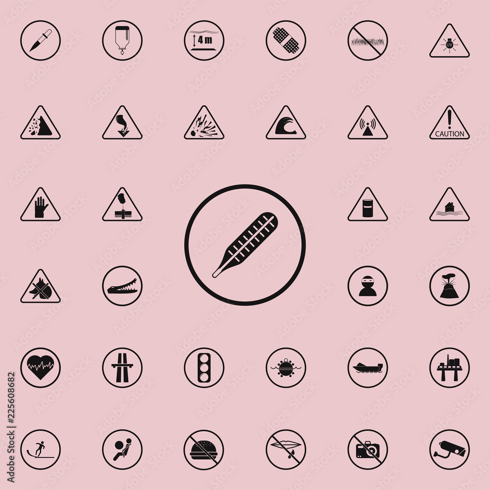 Poster sign dangerously high temperature icon. warning signs icons universal set for web and mobile