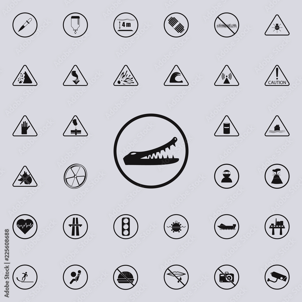 Wall mural sign dangerous crocodiles icon. warning signs icons universal set for web and mobile