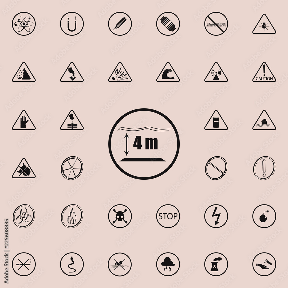 Poster sign the depth of the pool icon. warning signs icons universal set for web and mobile